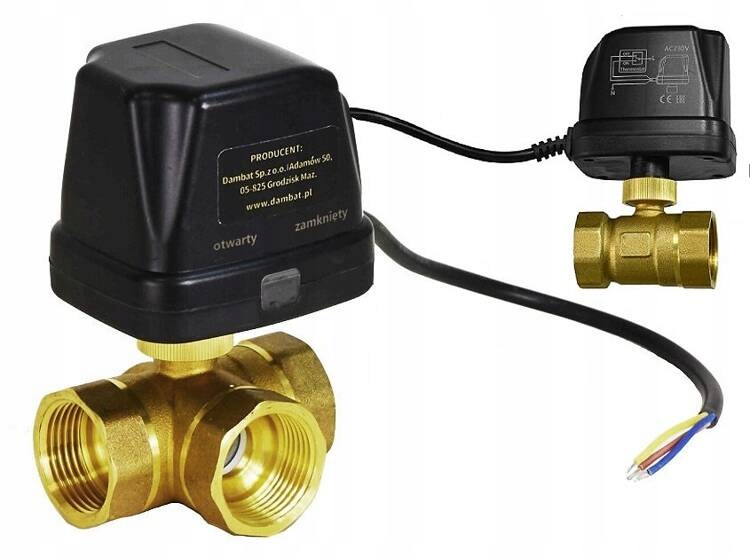 Elektrozawór Kulowy Z Siłownikiem Zawór DN32 3 Drogowy 1 1/4"IBO 220-240V