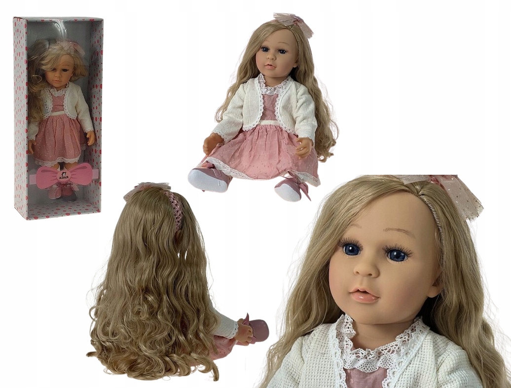 Lalka z winylu Blond Włosy Anatomiczna Dziewczynka 50CM Interaktywna
