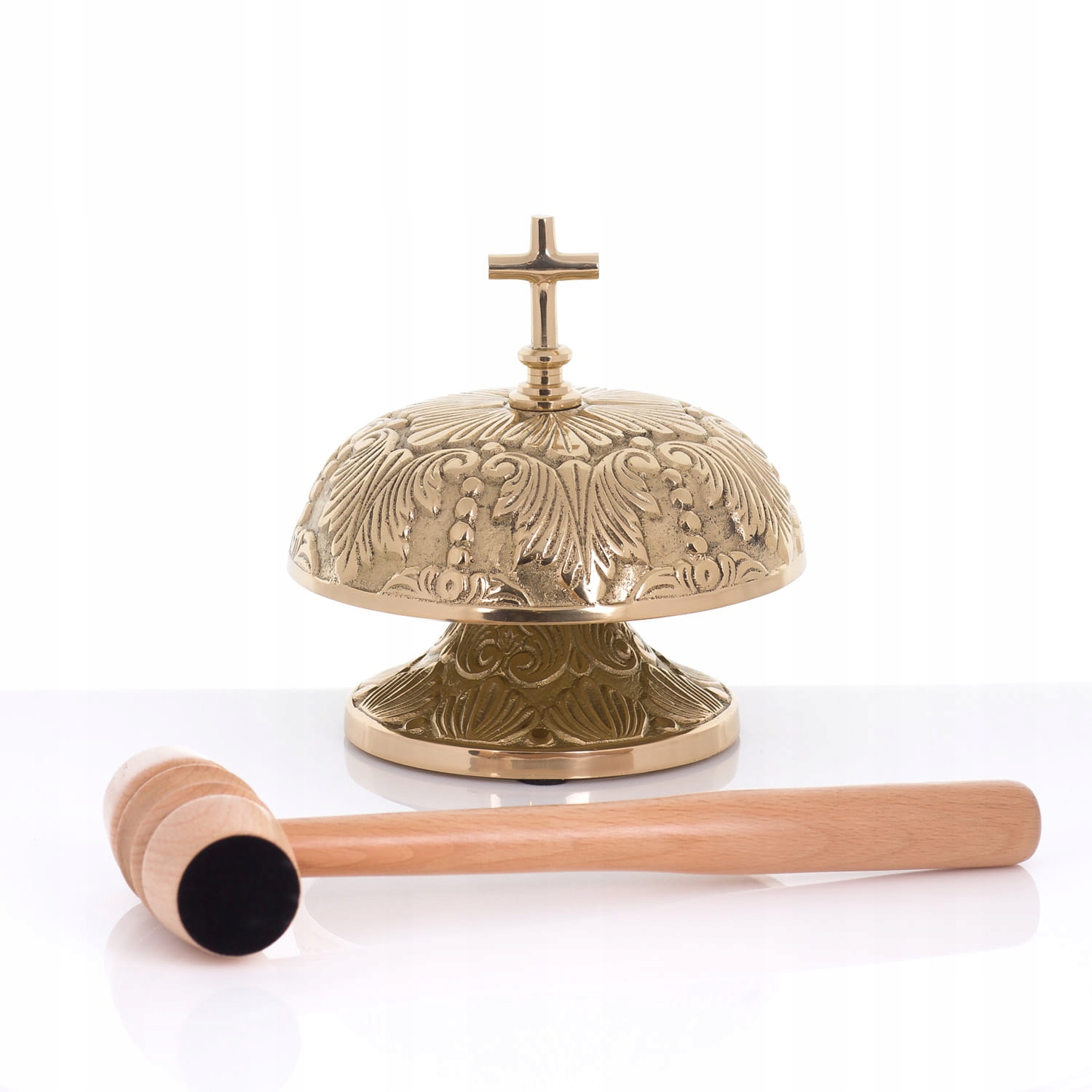 Gong mosiądz drewniany młotek 18 cm