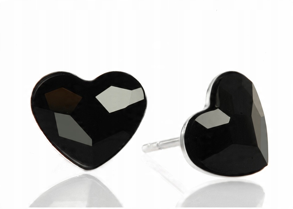 

Kolczyki sztyfty srebro 925 serce czarne Swarovski