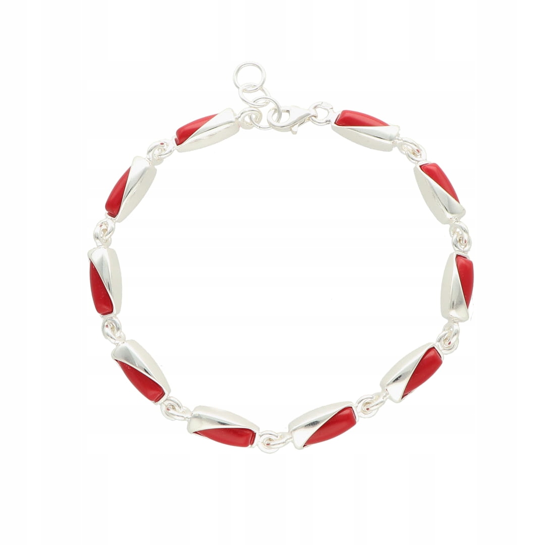 Náramek s korálem obdélníkový stříbro