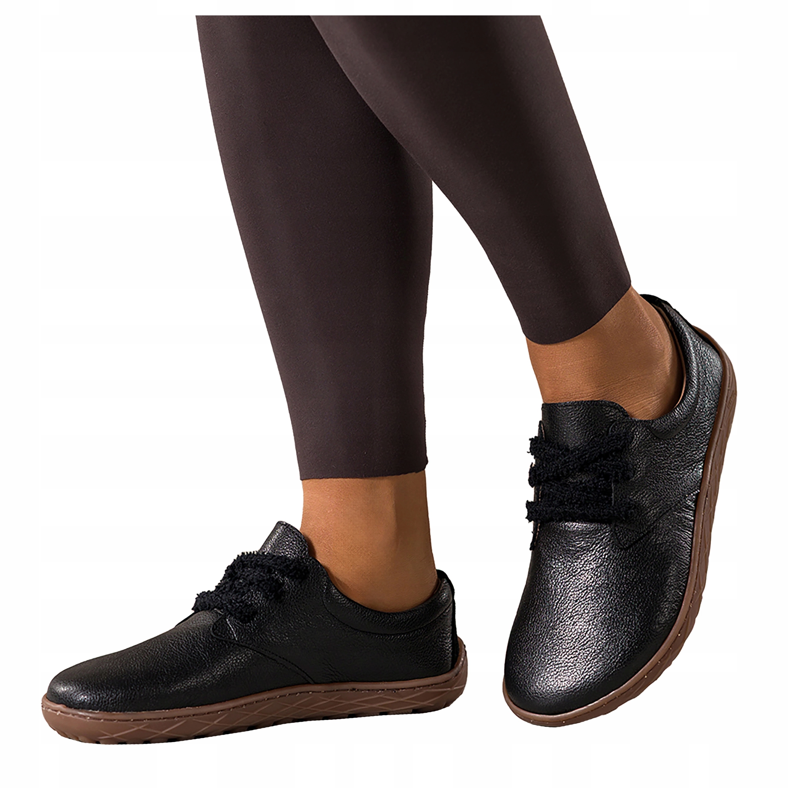 Boty Barefoot Černé Dámské Kožené Elastické Pohodlné Šněrovací vel. 37