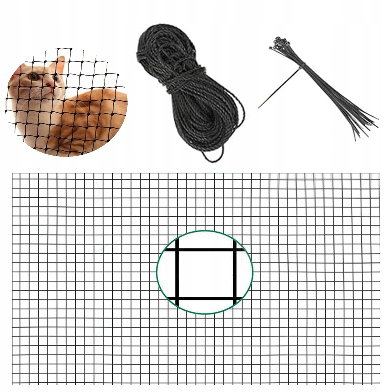 Levně Ochranná Síť Pro Kočky Na Balkon, Očko 2,6 cm, Řezaná Na Míru