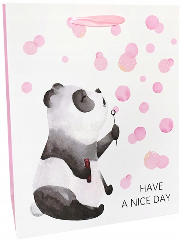 Ozdobná taška na Dárek k narozeninám, pěkná na Vánoce, 18 x 23 cm, pandy, 12 ks