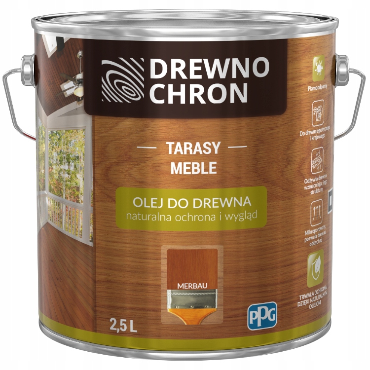 Drewnochron Olej do drewna Odżywia Drewno merbau 2,5L do 40m²