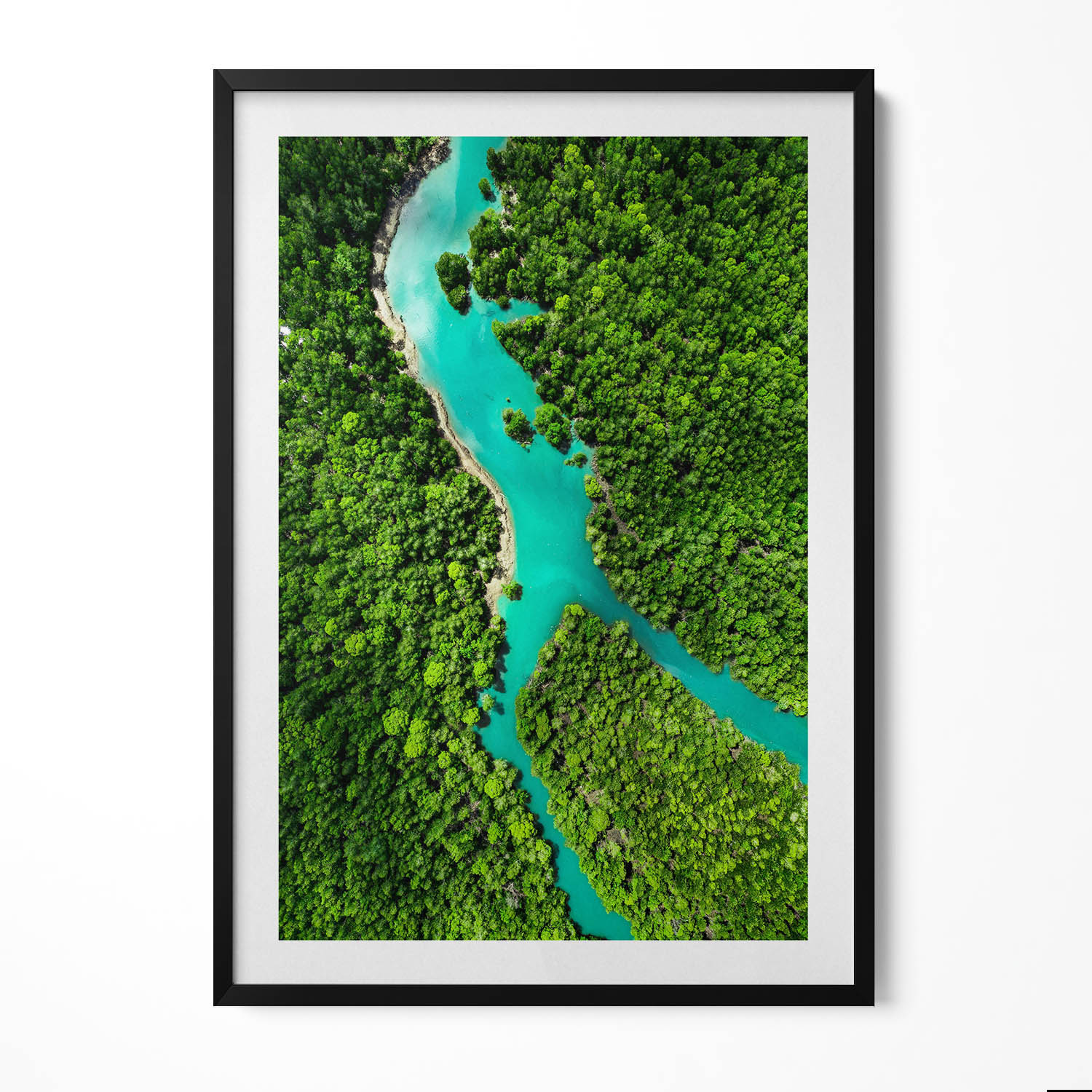 Obraz nástěnná dekorace Řeka v tropických lesích z ptačí perspektivy 70x100 cm