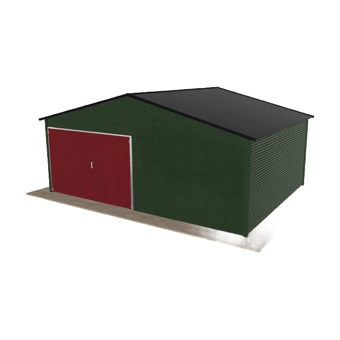 Plechová garáž 6x4.5 m jednopolohová, dvouspádová, zelená