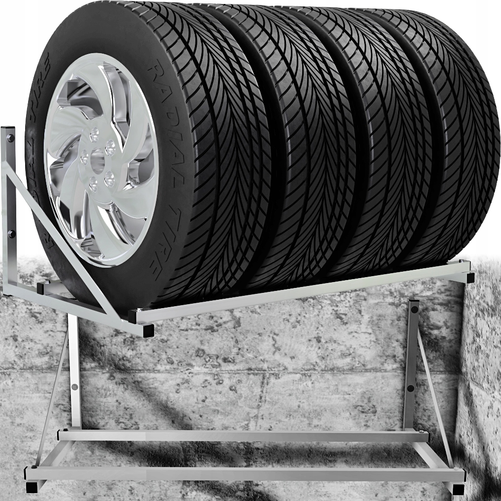 Věšák Stojan na kola Pneumatiky Ráfky Regál Police na zeď Uni Max 4 Pozink