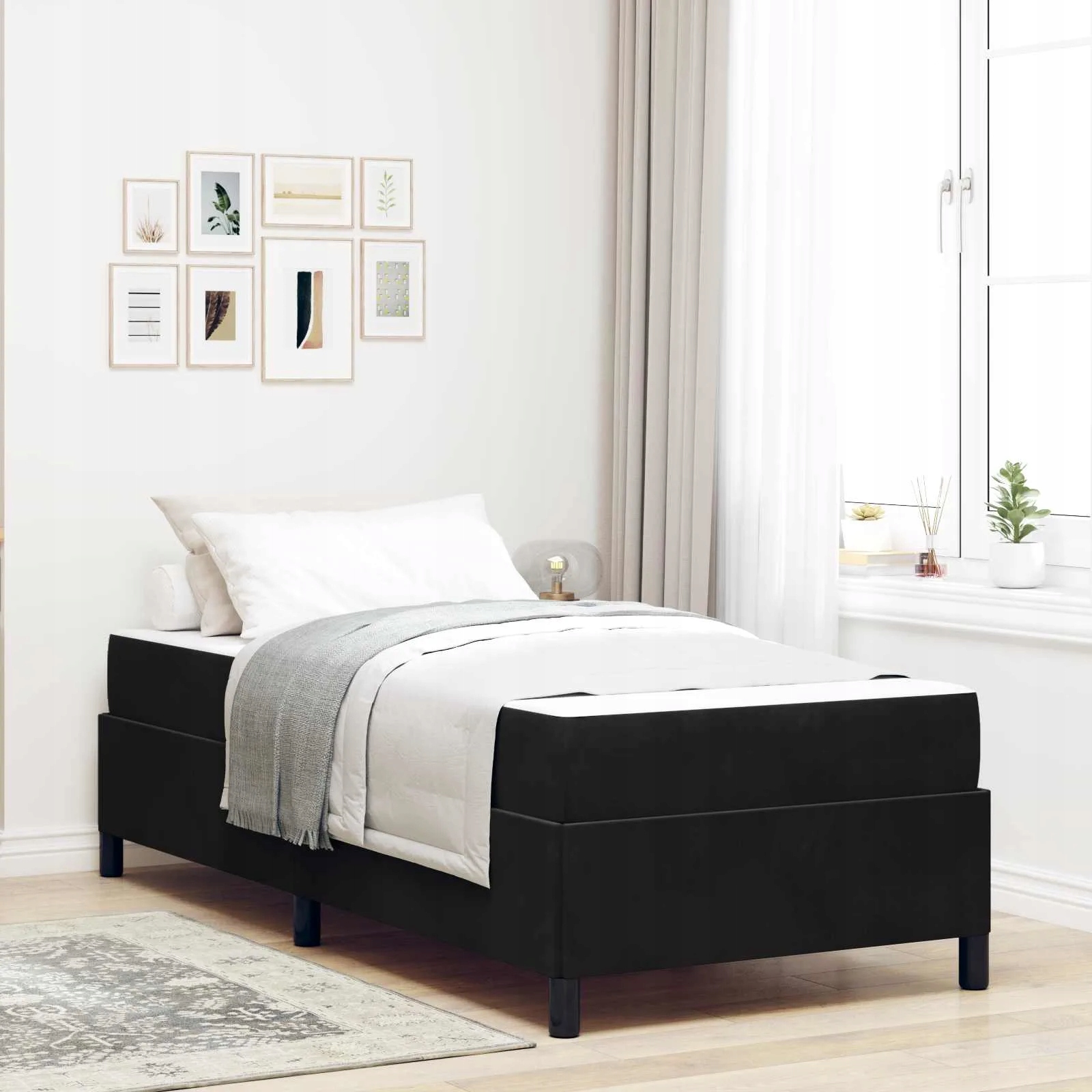 vidaXL Rám postele s matrací Černá 80 x 200 cm textil