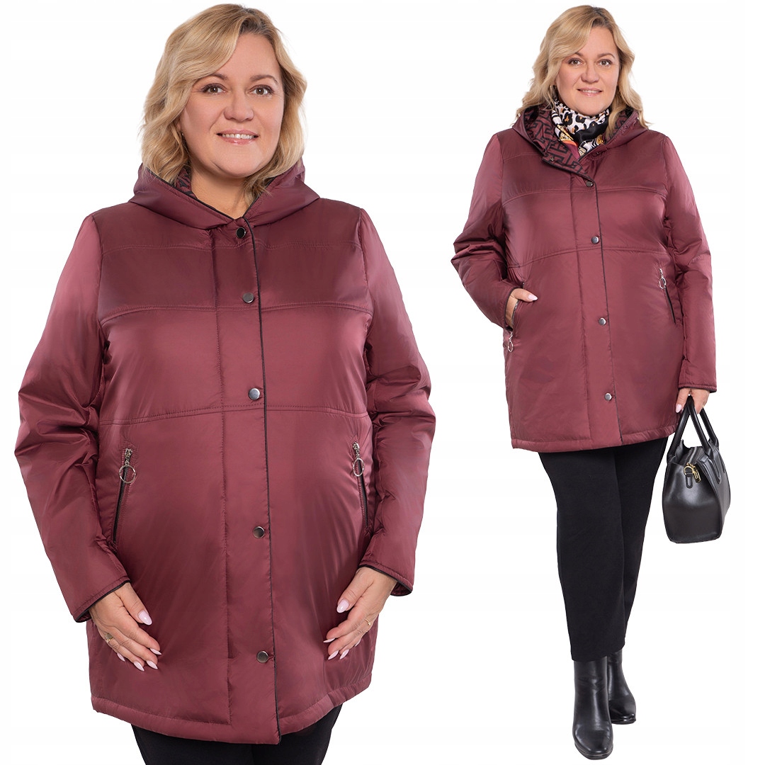 Přechodná bordó bunda s kapucí 54