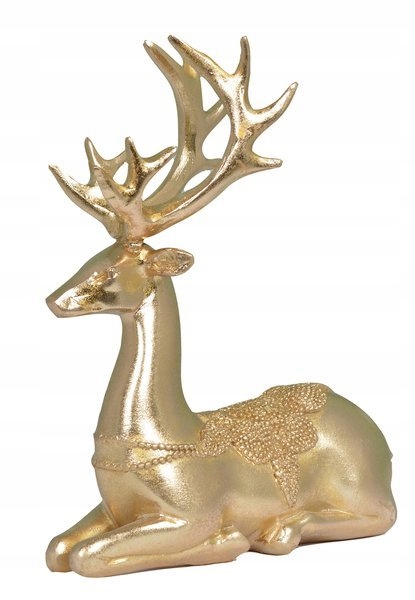 

Figurka renifer złoty leżący zdobiony 21x17x8cm