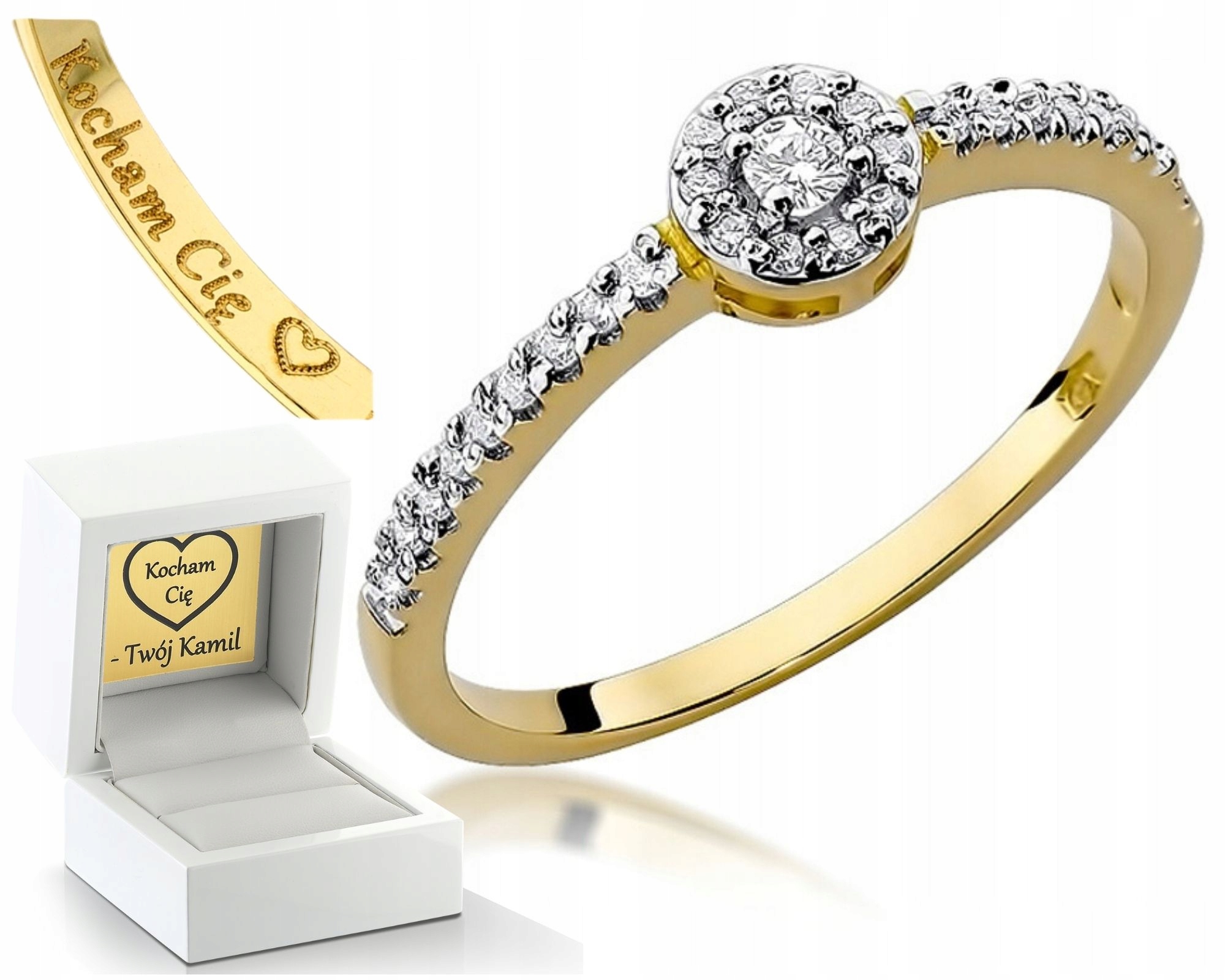 Zlatý Prstýnek S Brilianty 585 Gravírování Bonus Pro Ženu