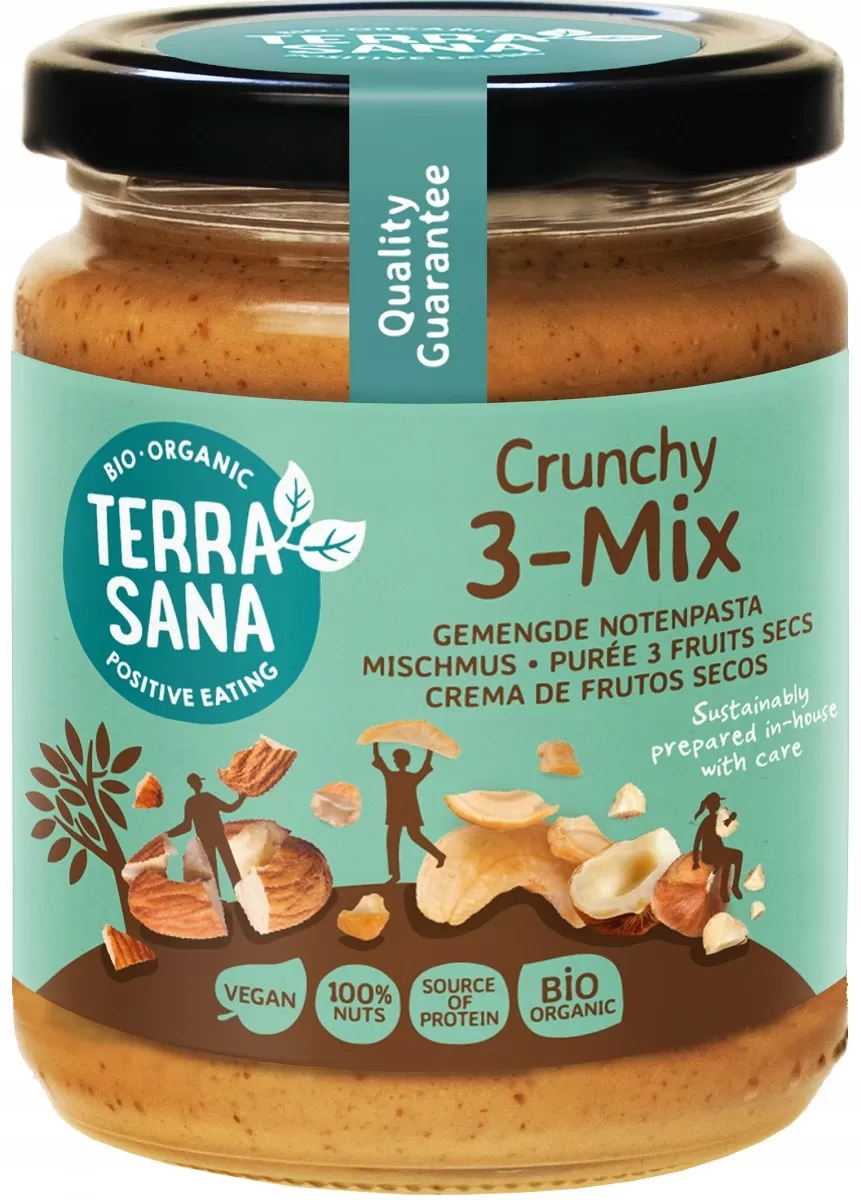 Ořechový Krém Crunchy MIX (3 Ořechy) Bio 250 g Terrasana
