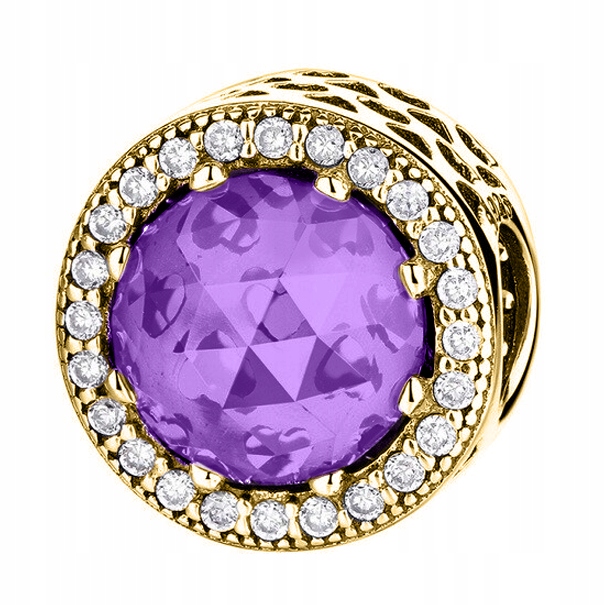 Zlatý přívěsek Fialový Kámen Diamant stříbro 925