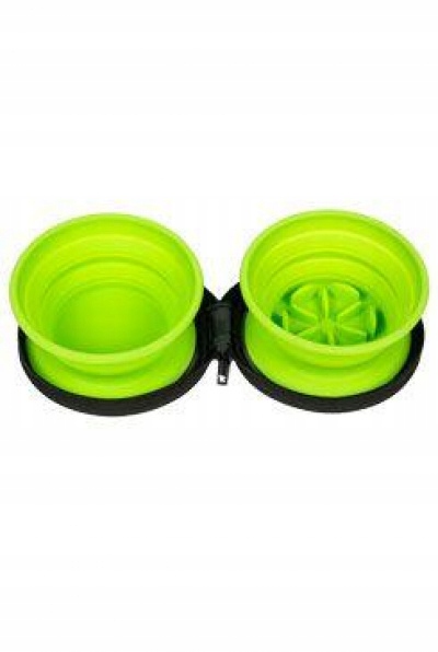 Levně Cestovní dvojmiska Slowfeeder zelená 700ml Kiwi