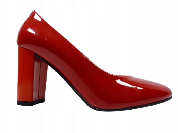 Červené kožené lodičky na podpatku Sala 37