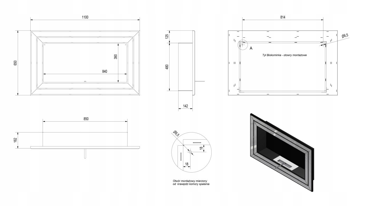 Biokominek JULIET 1100 z certyfikatem TUV Kod producenta JULIET/1100/TUV