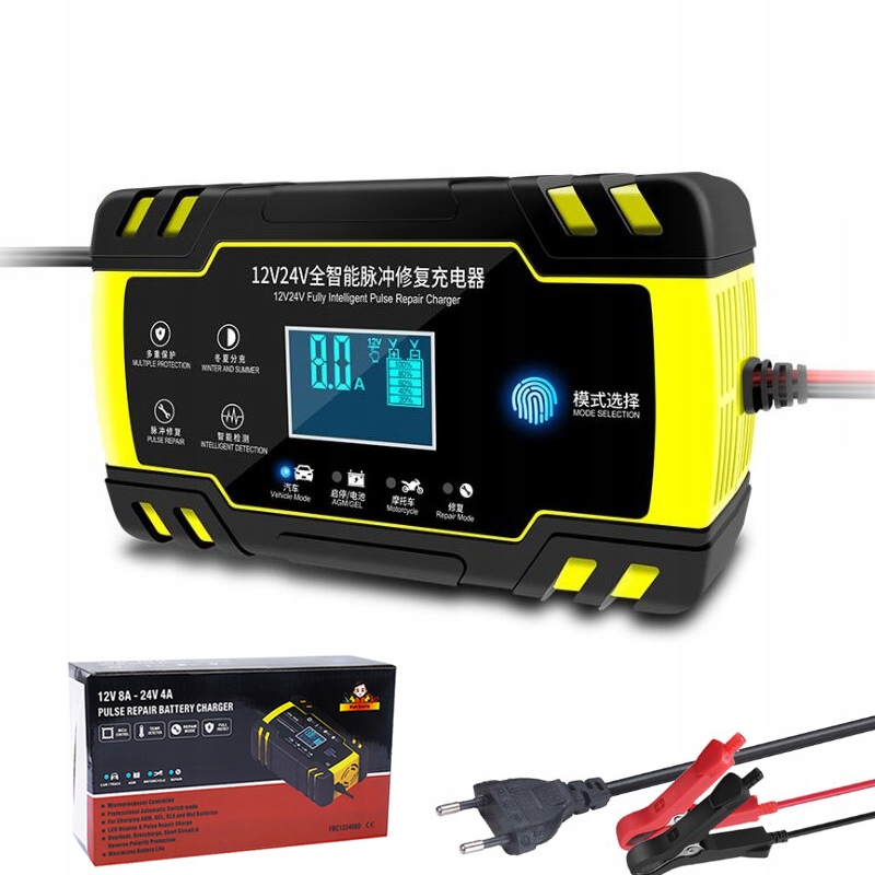 

Ładowarka Prostownik Do Akumulatora 12V 8A żółty