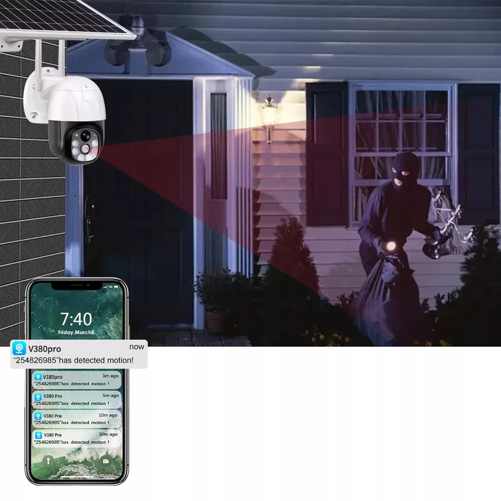 Kamera zewnętrzna solarna obrotowa SIM 4G GSM Model M-M08