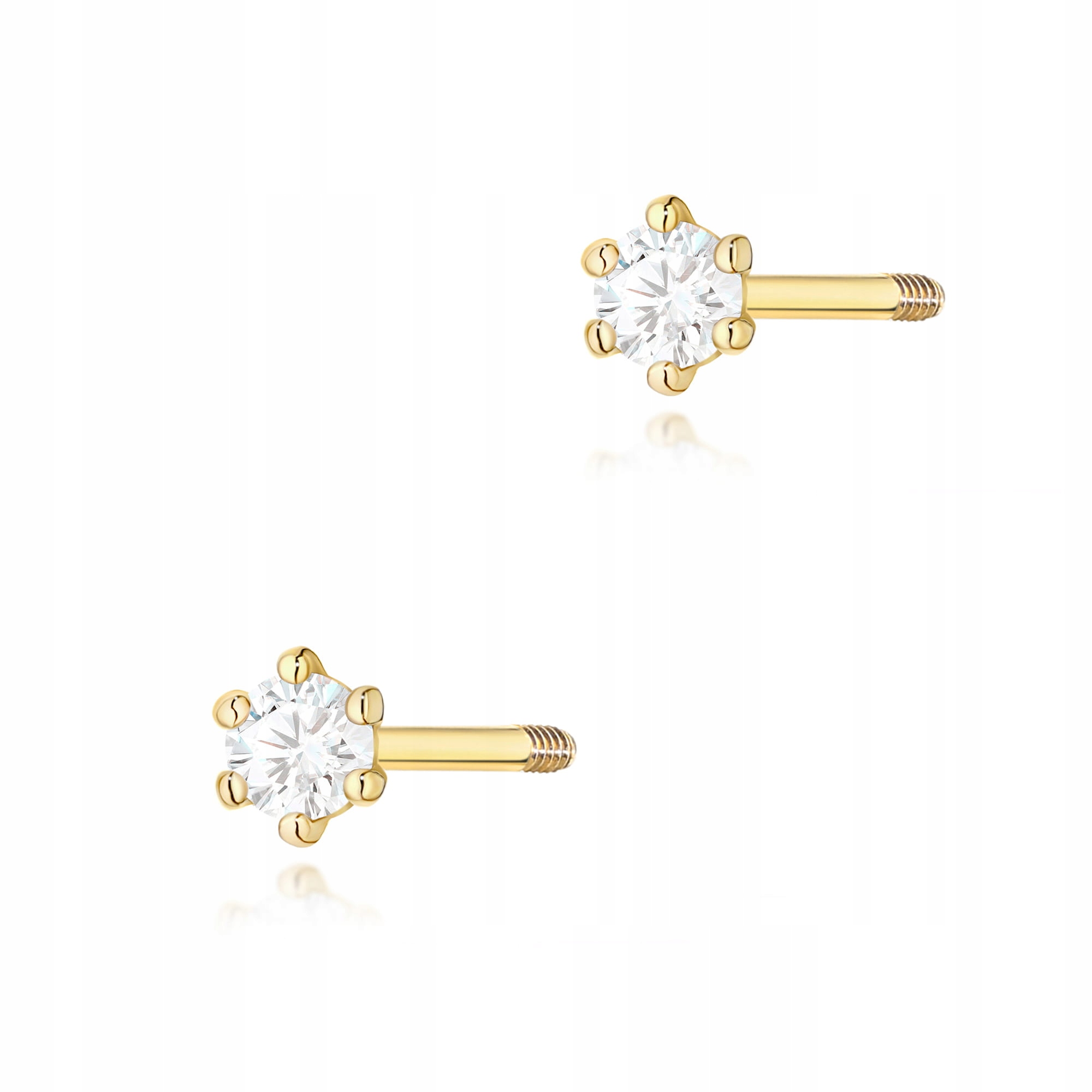 Náušnice žluté zlato 585 diamanty 2x0,05 ct šroubovací tyčinka mini dámské