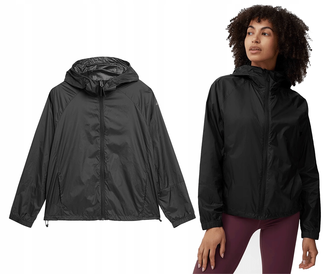 Kurtka sportowa 4F F015 do biegania ultralekka czarny S