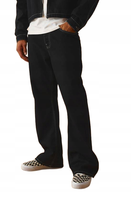 Boohoo Man Černé Džíny Jednoduché S Kontrastním Švem 32 Z3A