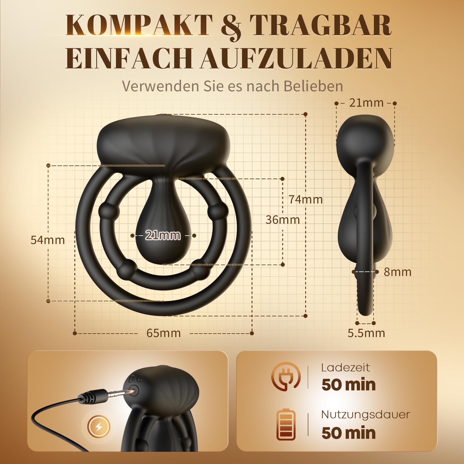 CACUOLA Wibrator Penisring 360° Regulacja Stymulacja Klitorisu Dla Par — miniatura 8