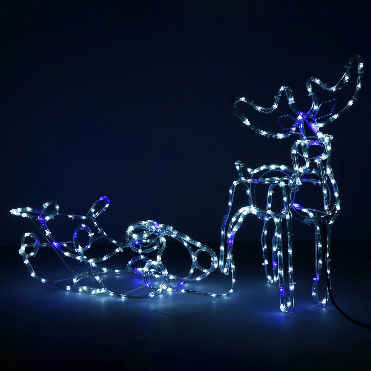 DUŻY ŚWIECĄCY RENIFER LED Z SANIAMI XXL 210cm 288 LED ZIMNY BIAŁY + FLASH Barwa światła biały zimny