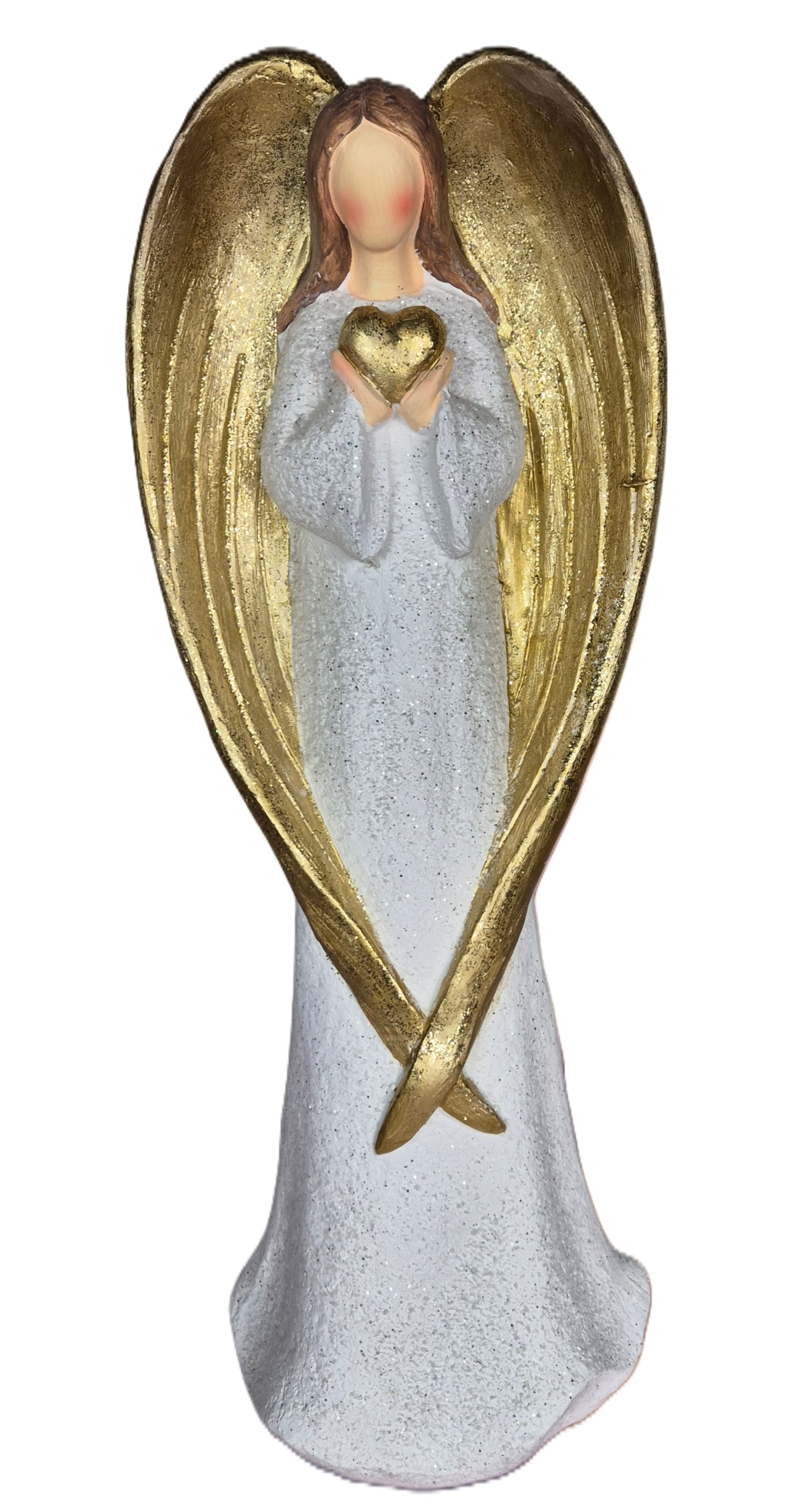 Anjel Figurka Anjel Zlaté srdce Darček Dekoratívna Figúrka Vianočná ozdoba