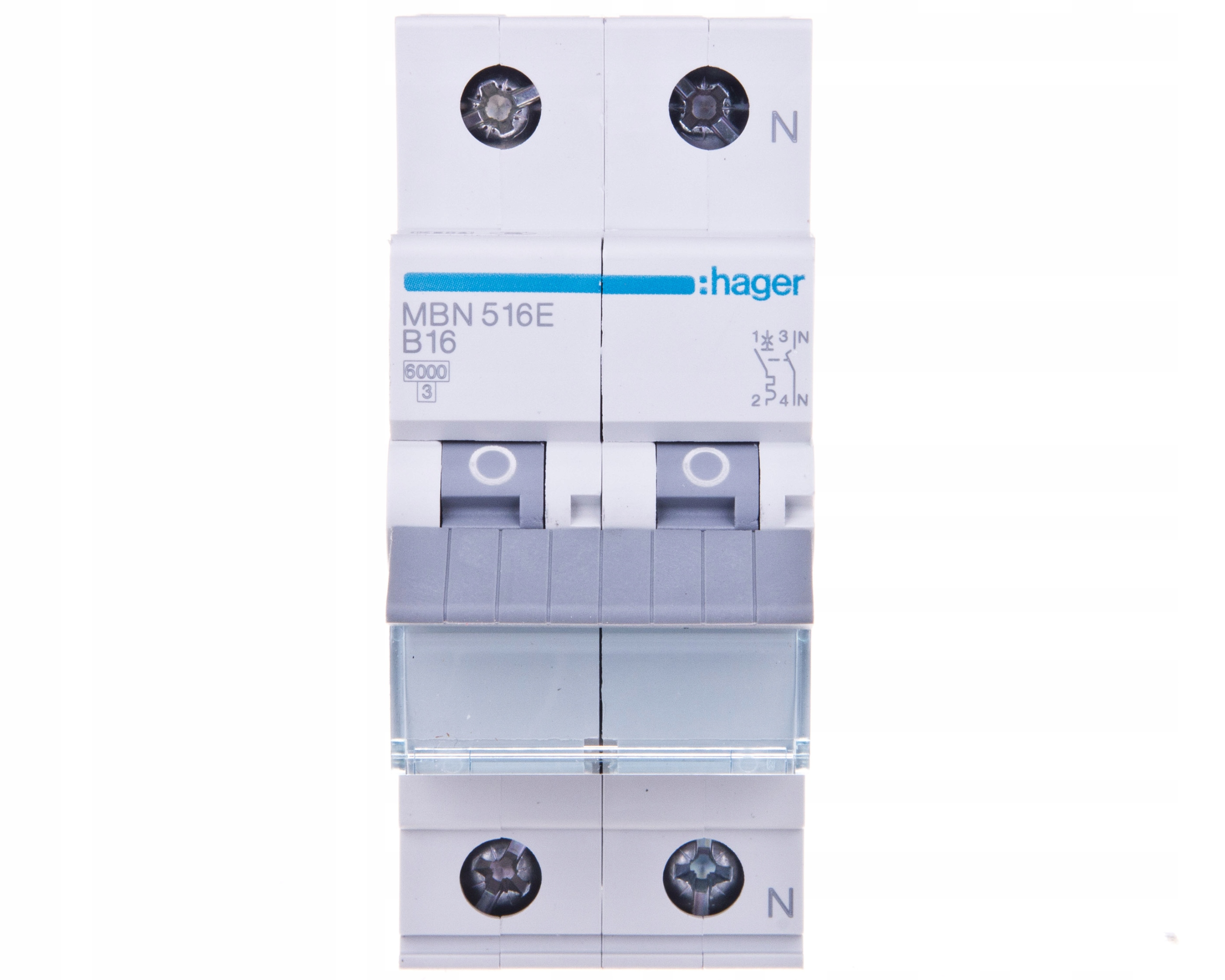 

Wyłącznik nadprąd. Hager 1+N B 16A 6kA Ac MBN516E