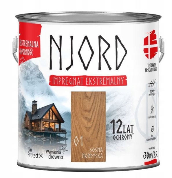 Njord Impregnat ekstremalny do drewna 12 lat ochrony sosna nordycka 2,5L