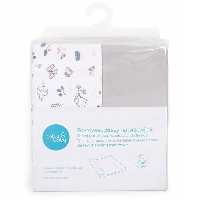 CEBA 2x Pokrowiec na przewijak 50x70-80 GREY BIRD