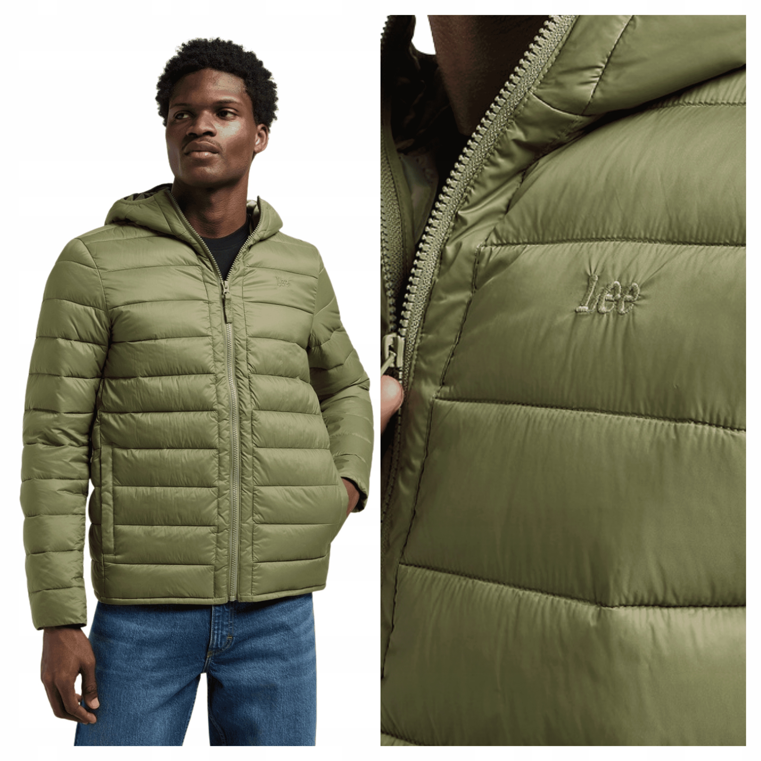 Pánská bunda Lee Puffer Jacket Zelená Zateplená Na Každý Den M