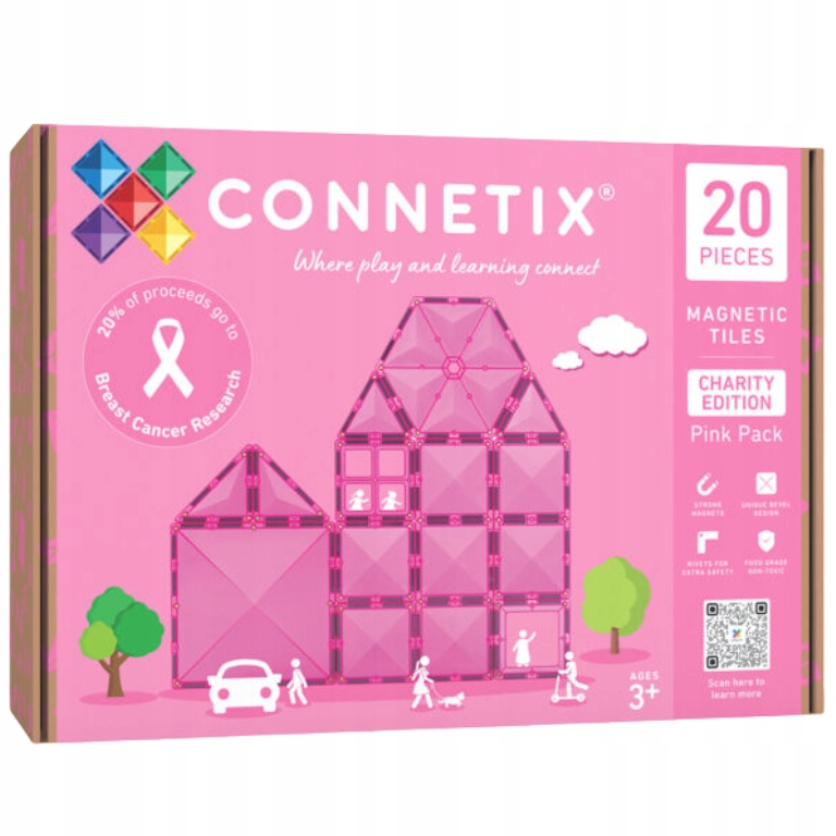 Klocki magnetyczne Charity Pink 20 el. Connetix edycja specjalna Różowy