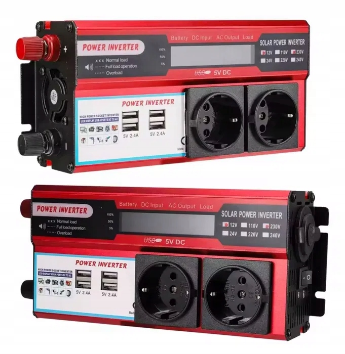 Prevodník Napätia 12V 230V 1000W Automobilový Menič 4x Usb Ac