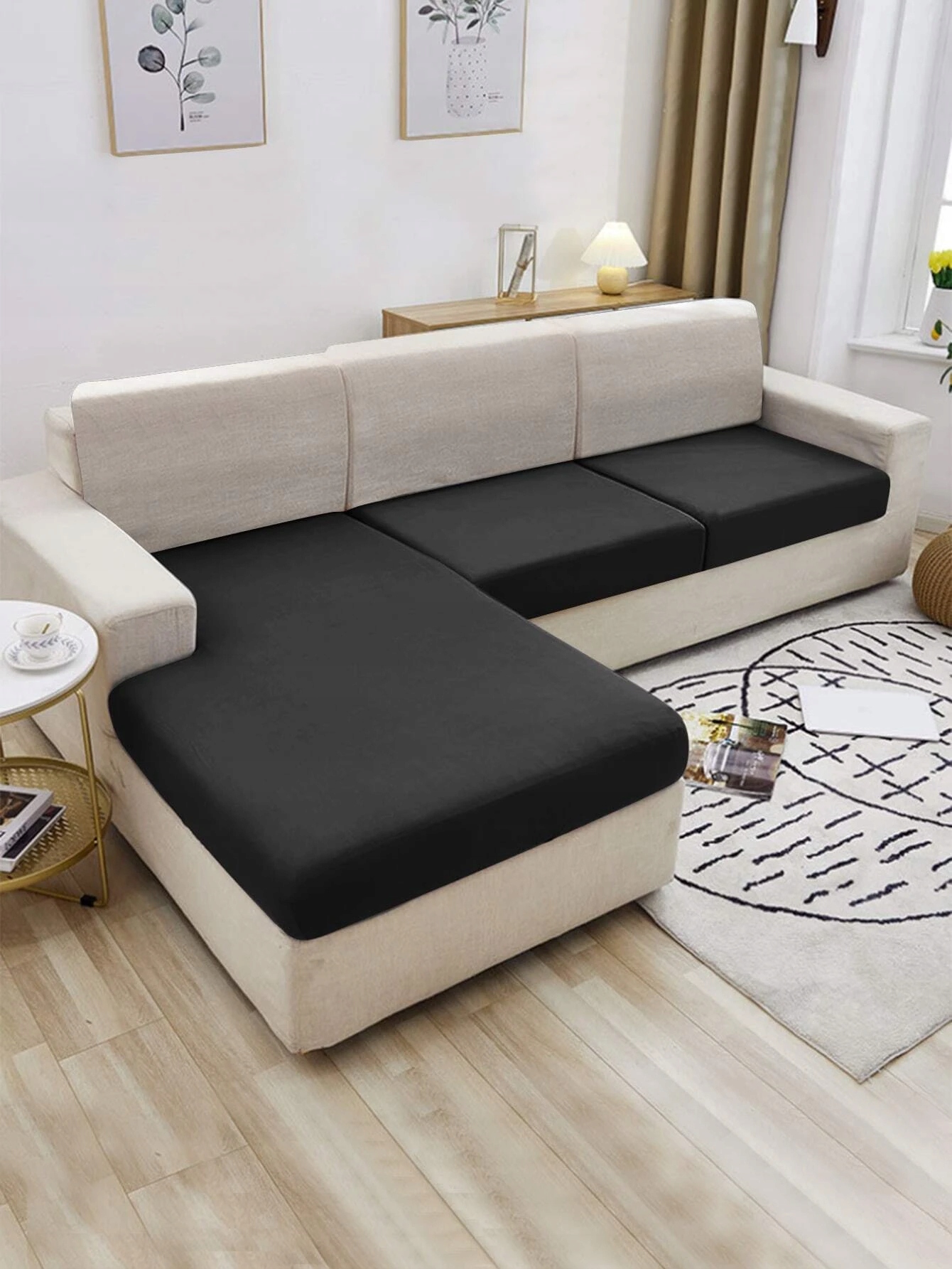 

Shein Pokrowiec element sofy trzyosobowej czarny
