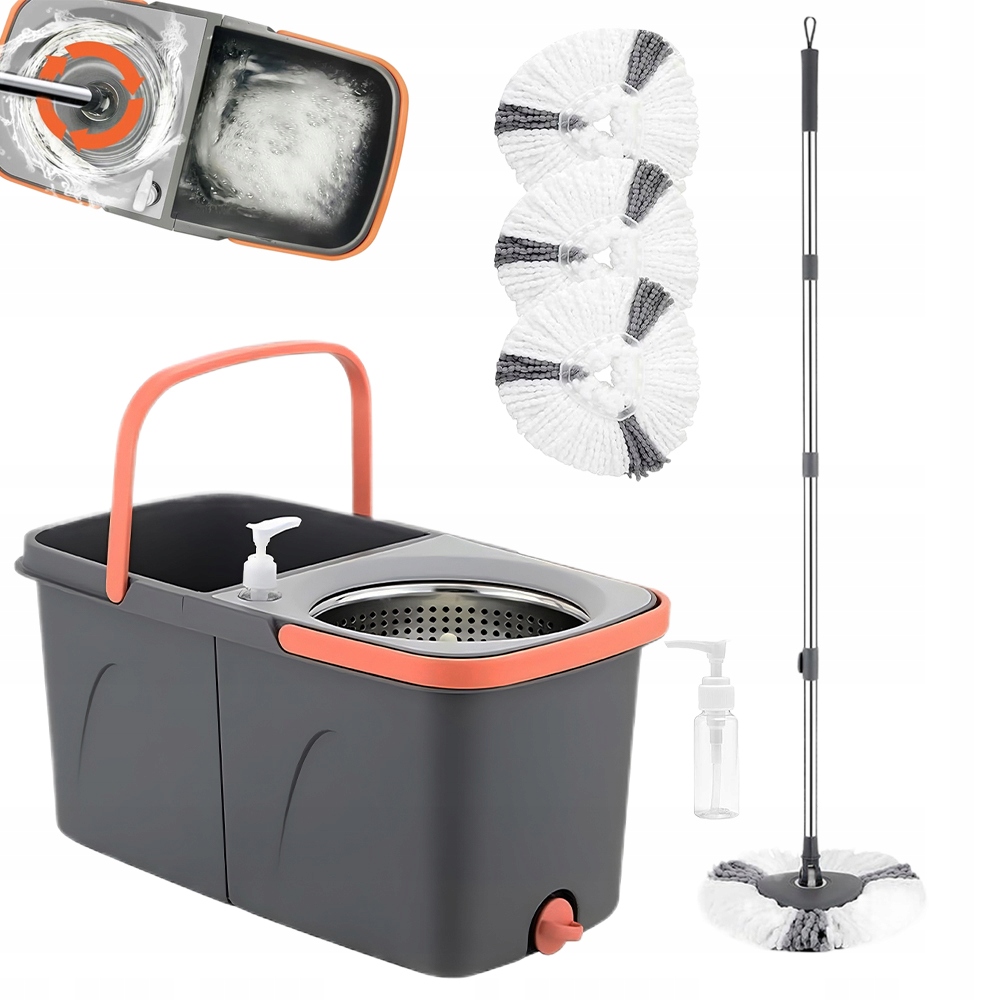 Levně Výkonný 360° Mop S Otočnou Hlavicí 2V1 A Kbelíkem Na Čištění Podlah