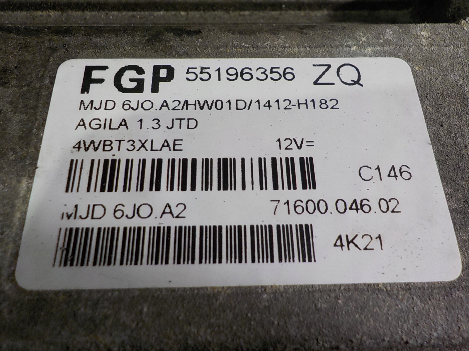 OPEL AGILA A Computer Bedienteil 55196356 MJD6JO.A2