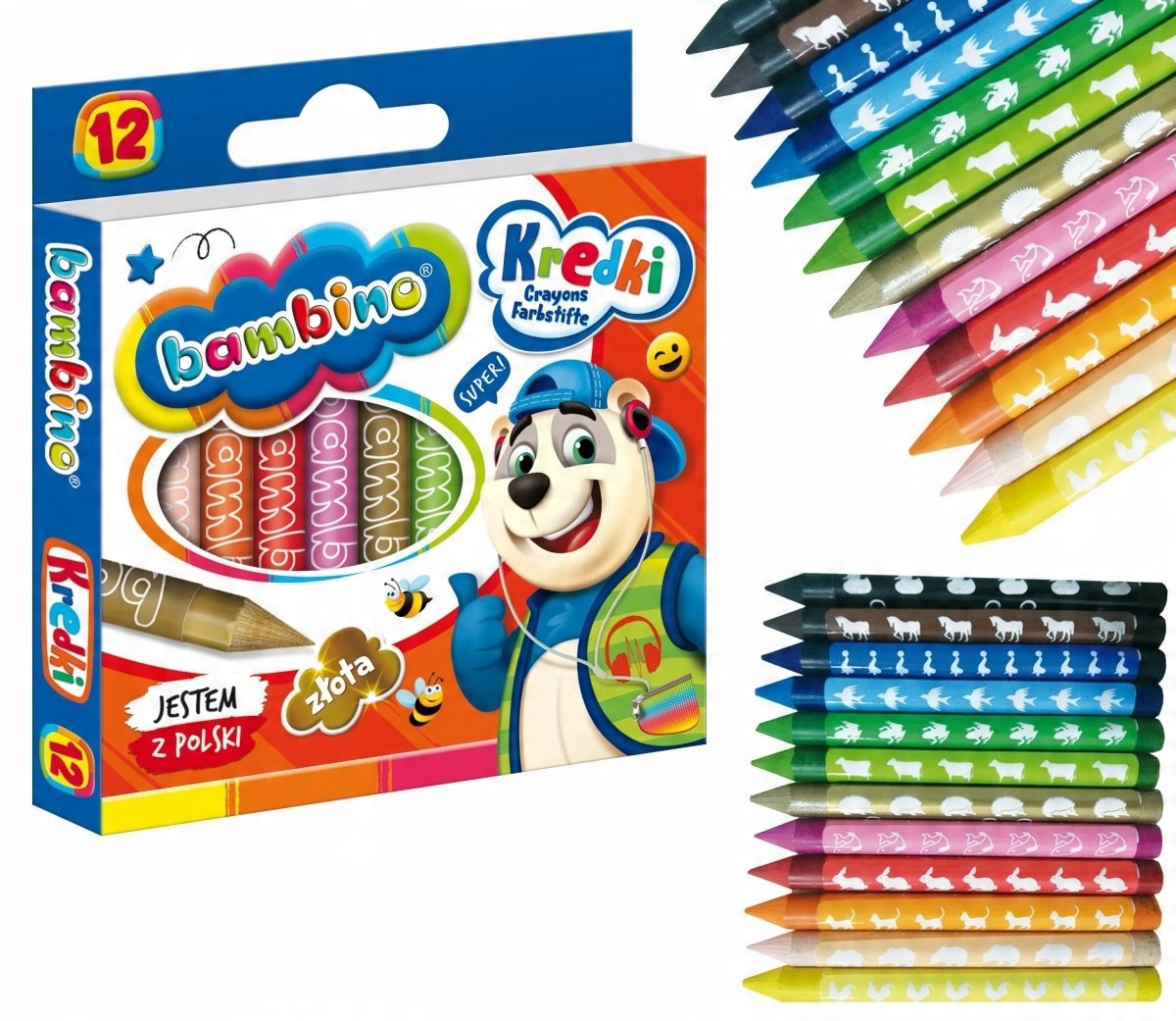 

Bambino Kredki Szkolne Świecowe Woskowe 12 Kol