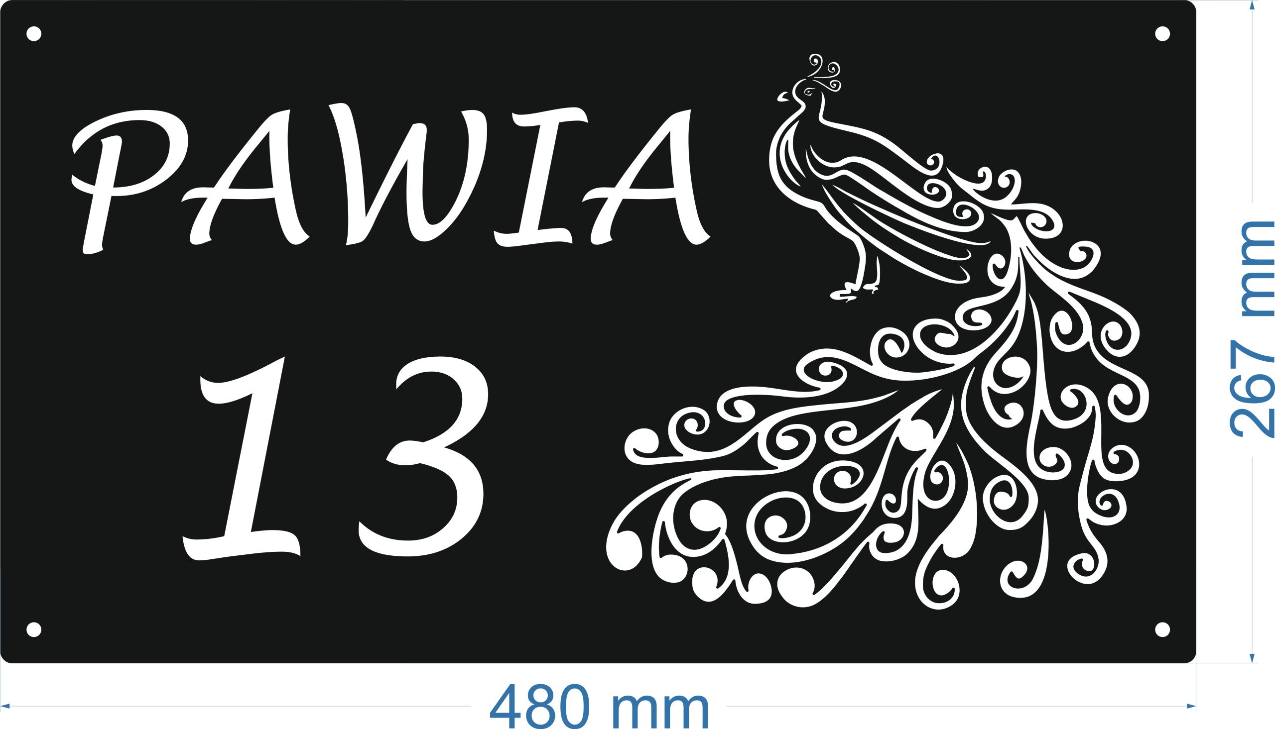 Číslo Na Dom 80 cm Tabuľa Adresa Ocel 2 mm ul. Pawia