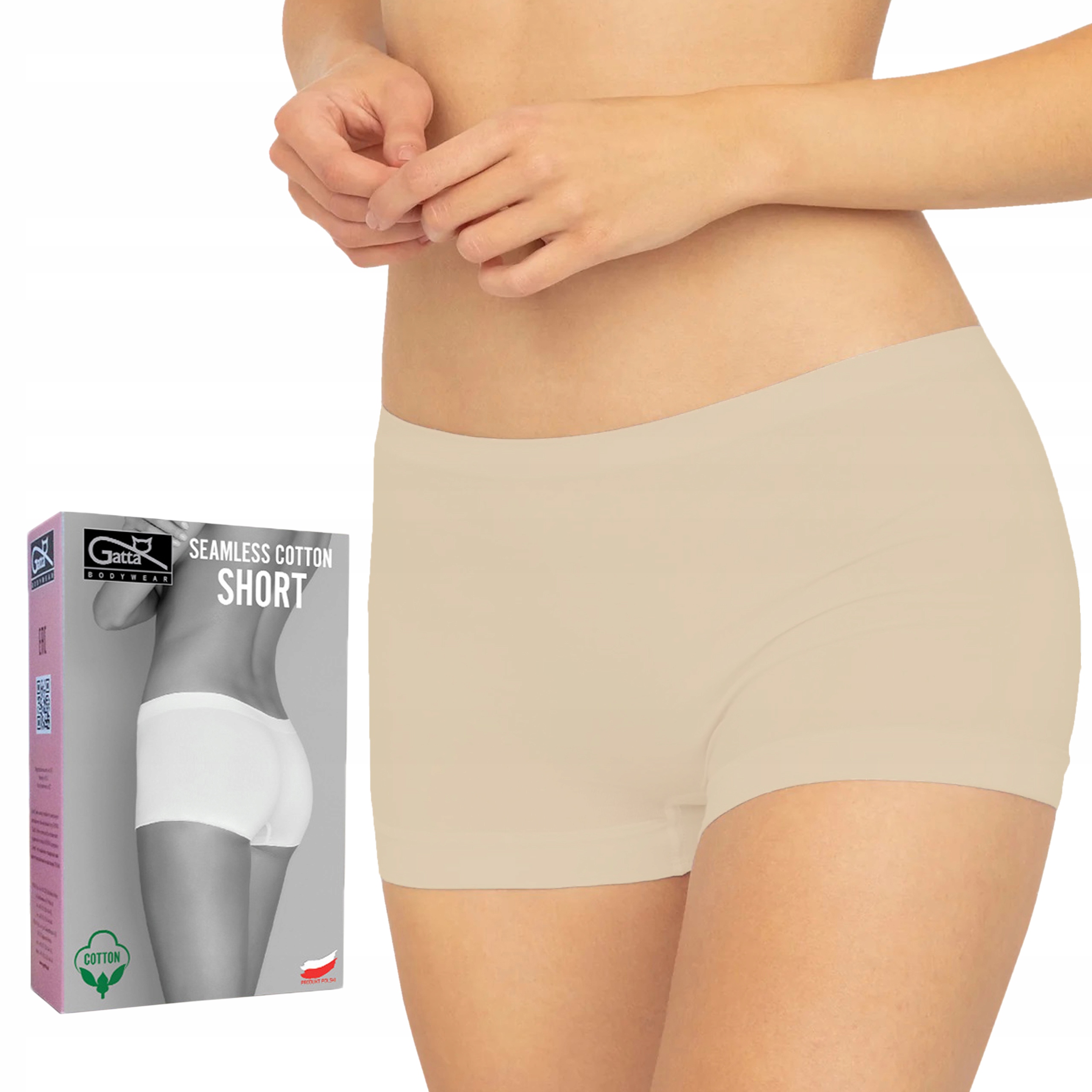 

Majtki Gatta Short bezszwowe, bawełna light nude M