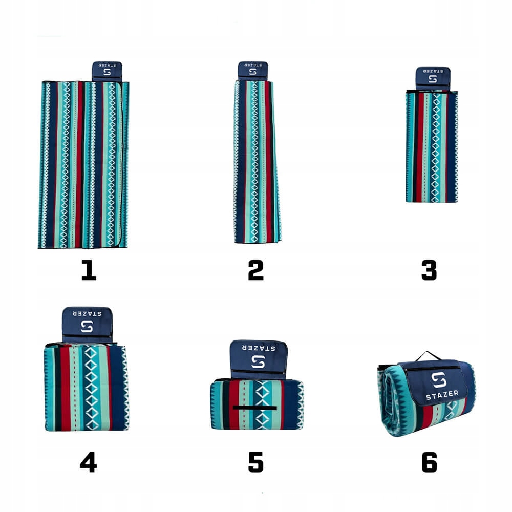 DUŻY SKŁADANY KOC PLAŻOWY PIKNIKOWY WODOODPORNY NA PIKNIK BIWAK 200x200 CM Kształt prostokątny