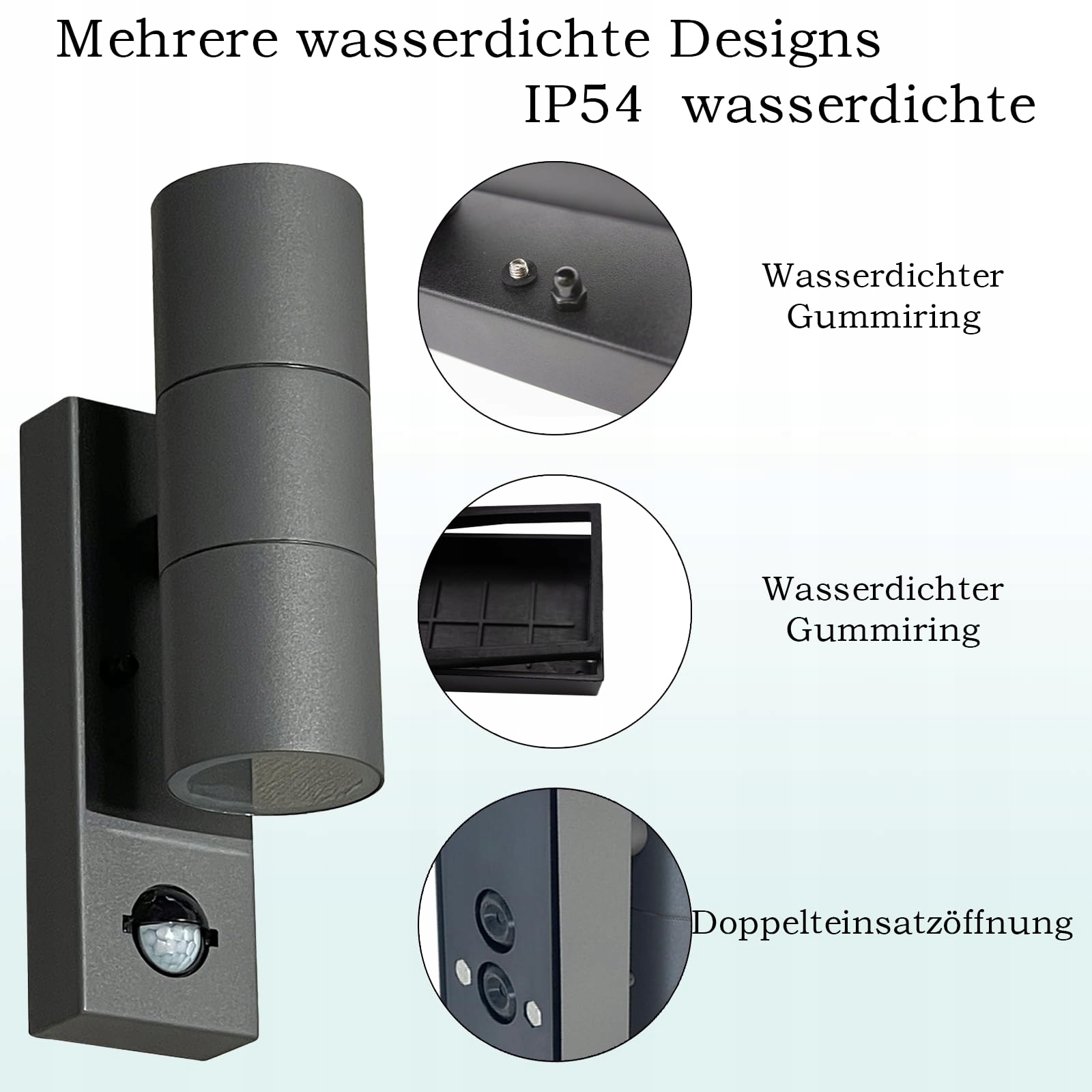 Lampy Ścienne LED Z Czujnikiem Ruchu Zmierzchu GU10 IP54 230V 2 Sztuki JNR — miniatura 6