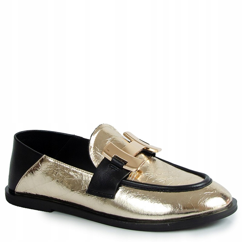 Carinii B10044 Zlaté Kožené Mokasíny Nazouváky S Ozdobou 38