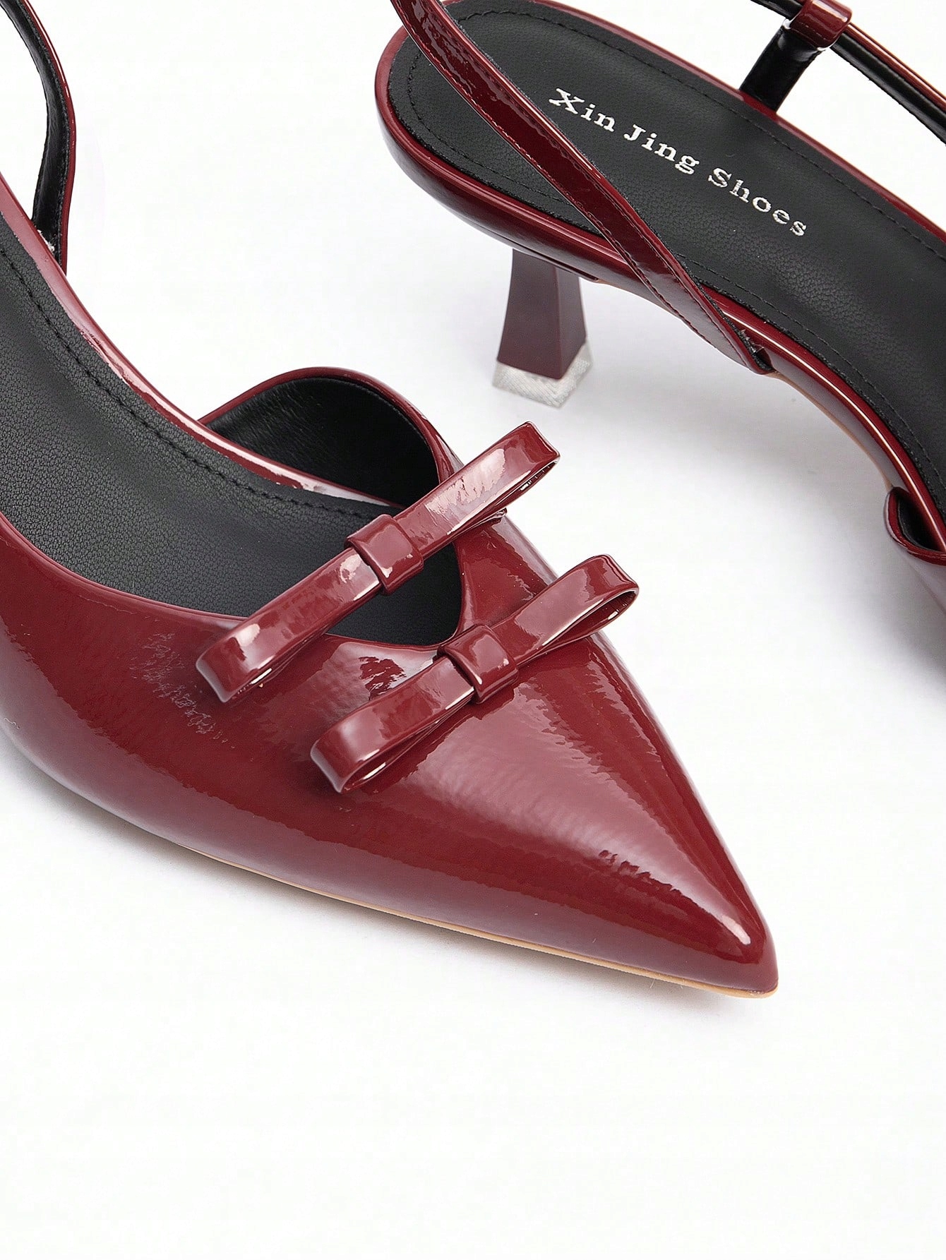 Elegantní lodičky Slingback Lakované Večerní Burgundské 41