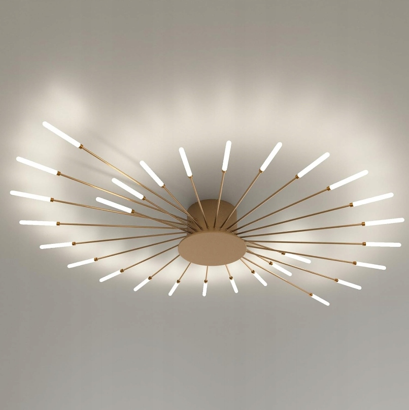 Zyrandol Złota Wiszaca Led Lampa Sufitowa Do Salonu 4500K Nowoczesna 28W