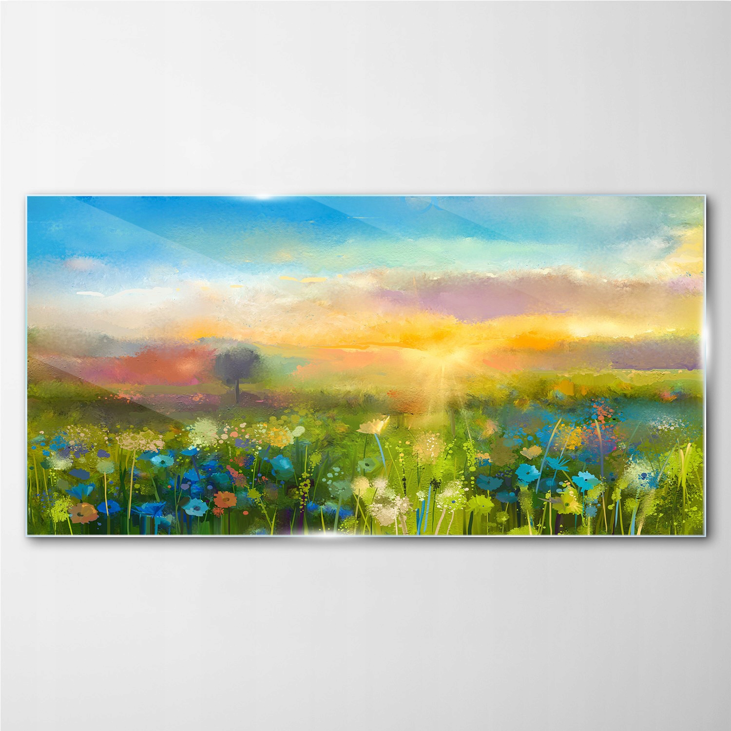 

Foto-obraz szklany Kwiaty zachód słońca 140x70 cm