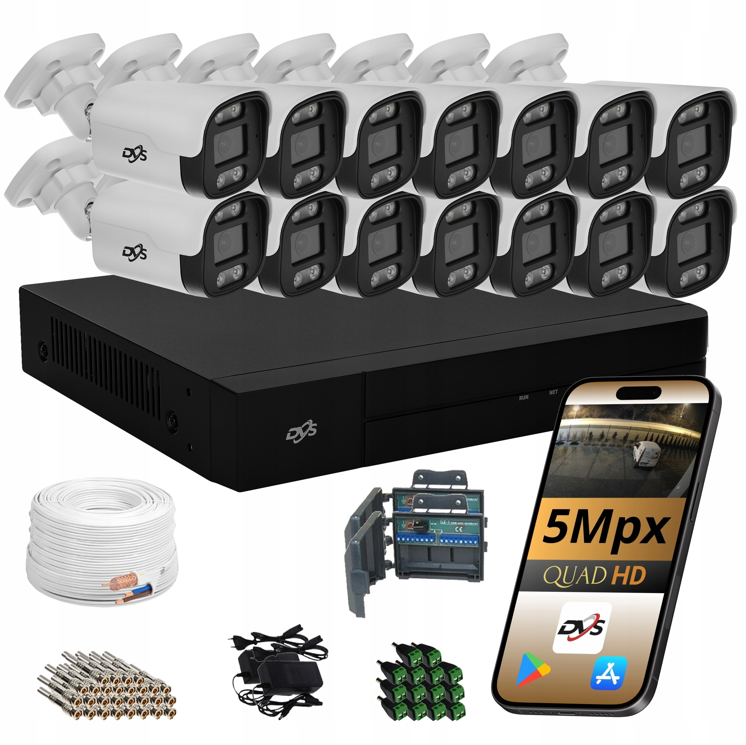 Sada Kamer Pro Monitorování 14 Externích Analogových Kamer 5Mpx Tuba Dvs