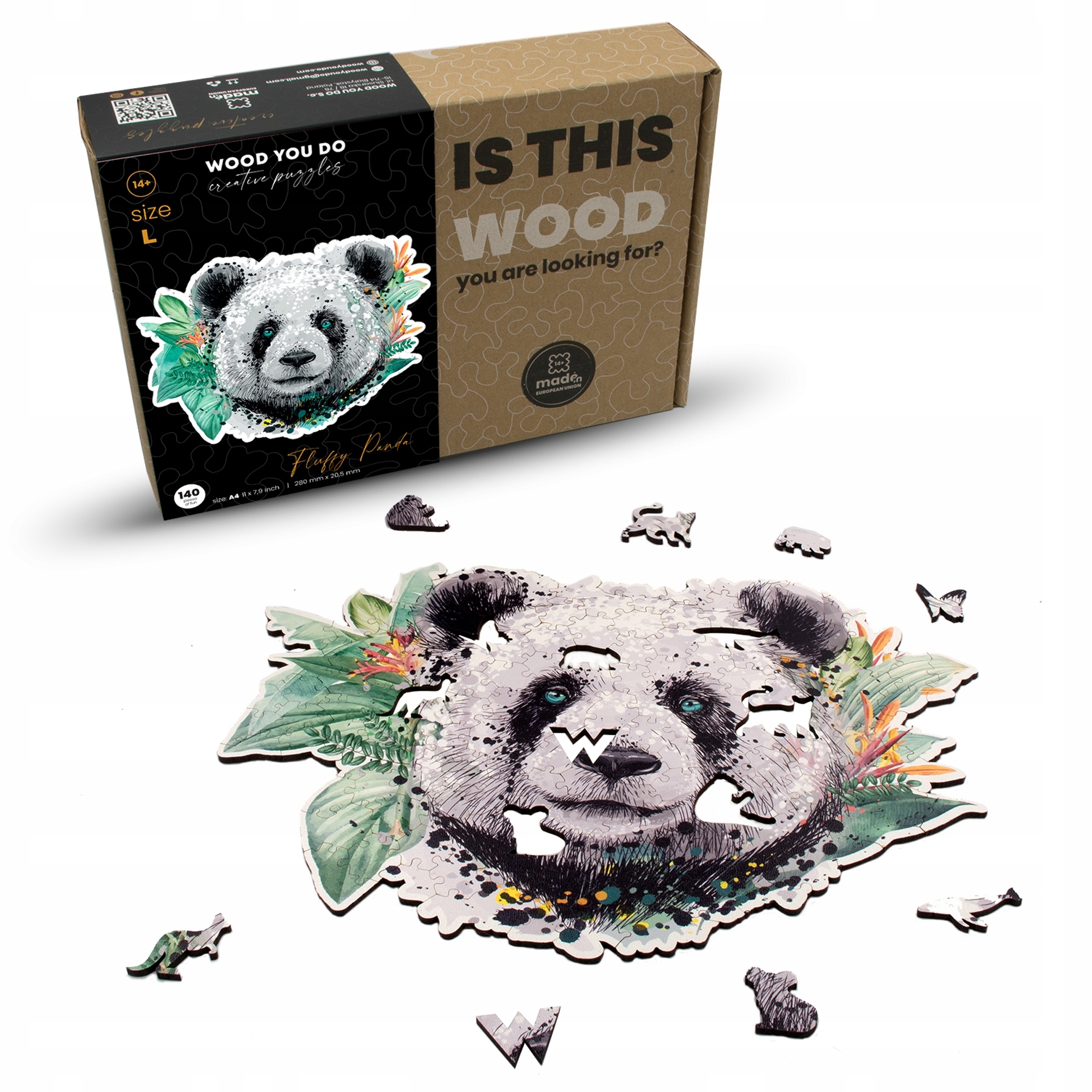 Duża Panda Puzzle Drewniane 140 elementów L