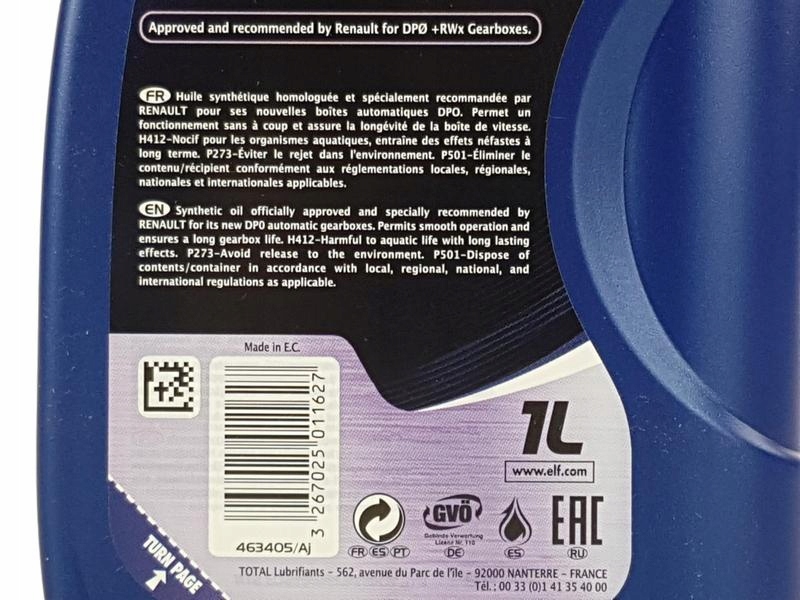 OE RENAULT ELEKTROZAWÓR USZCZELKI OLEJ SKRZYNI DP0 Producent Elf